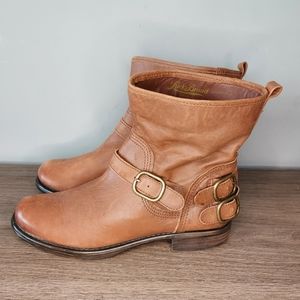 LUCKY BRAND Norton Leather Buckle Moto Slouchy Ankle Booties Women's Size 10